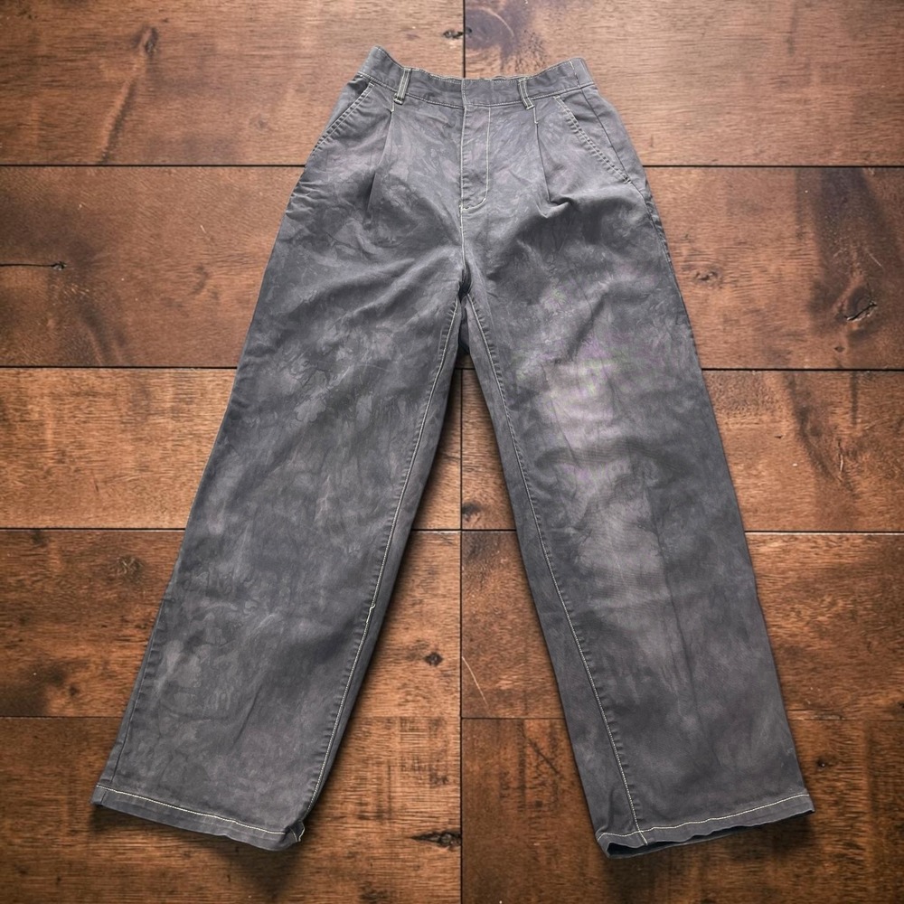 BDG Urban Outfitters Grey Acid Wash Pleated Wide Leg Pants Size 4 High Rise